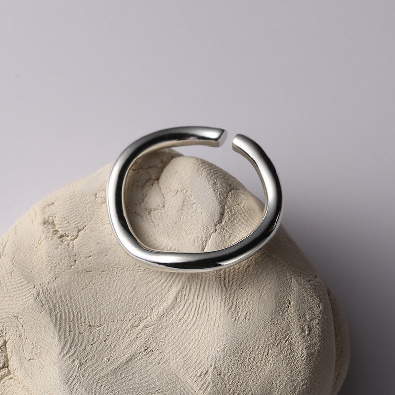 INS Minimalist Irregular Wave-Pattern Polished Womens Ring