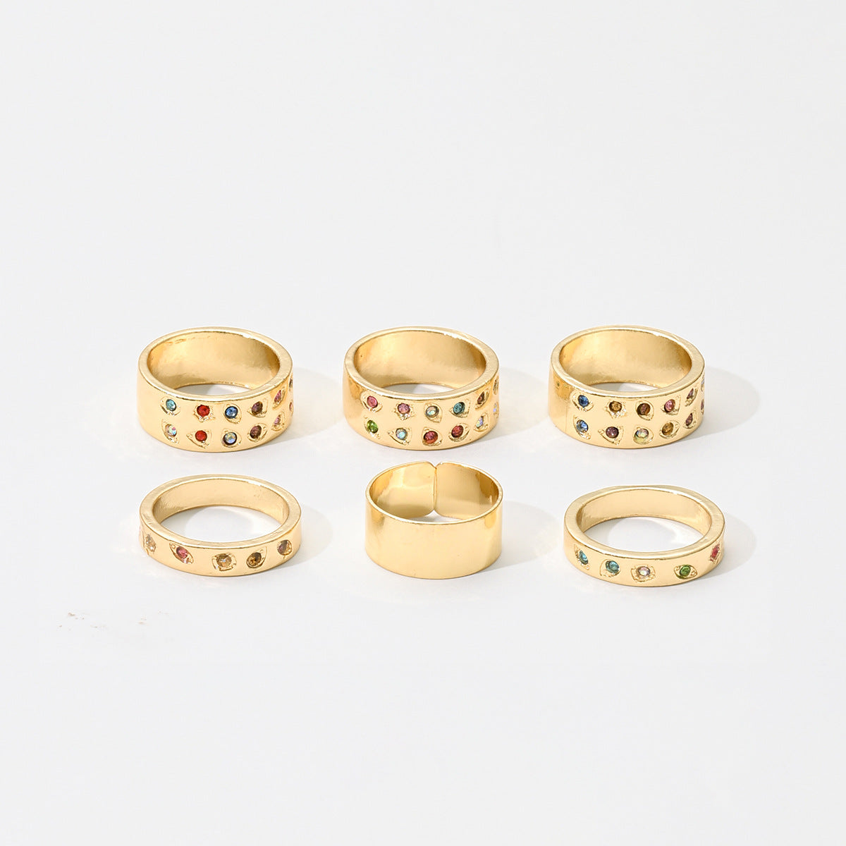 Retro Dopamine Colorful Ring 6-Piece Set