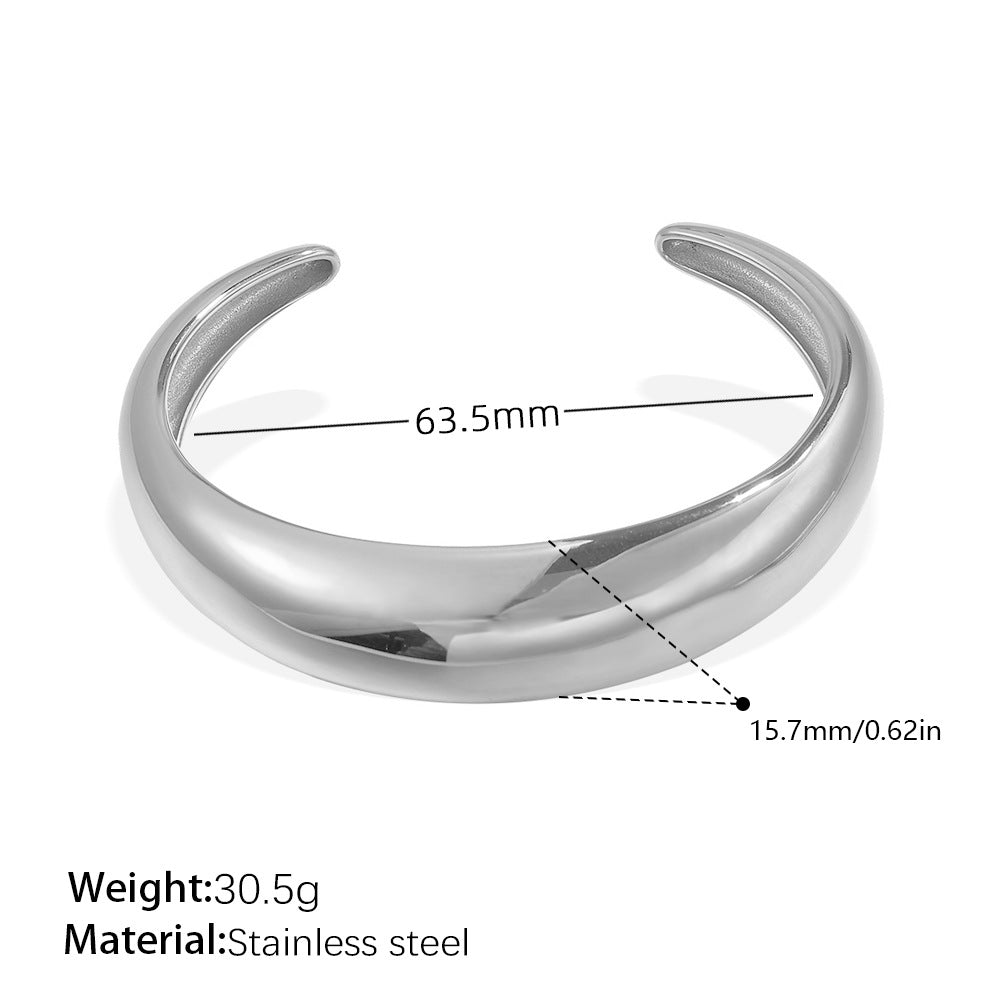 Open Bangle 18K Gold-plated Stainless Steel C-shaped Open Bangle