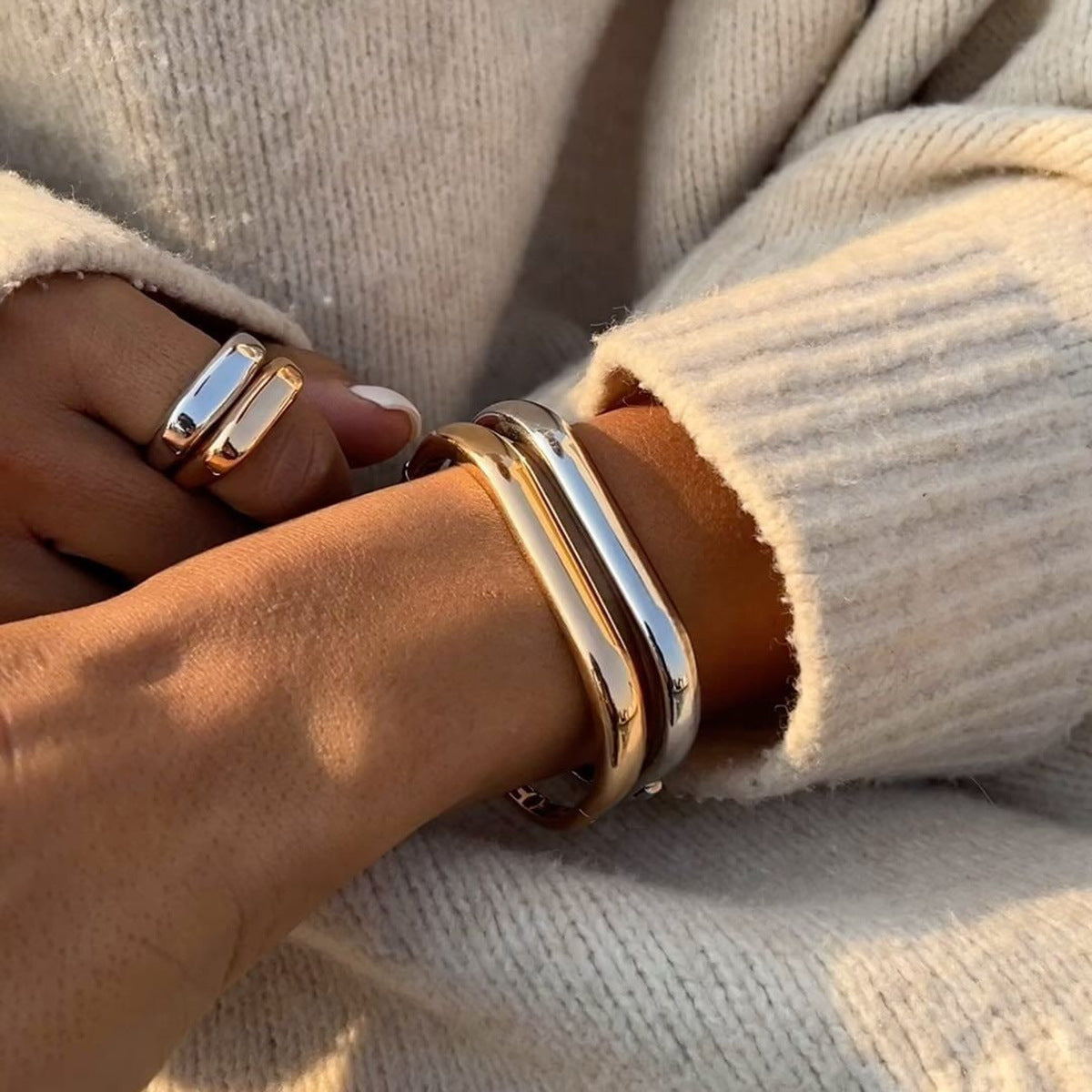 Simple Irregular Titanium Steel Bracelet For Women