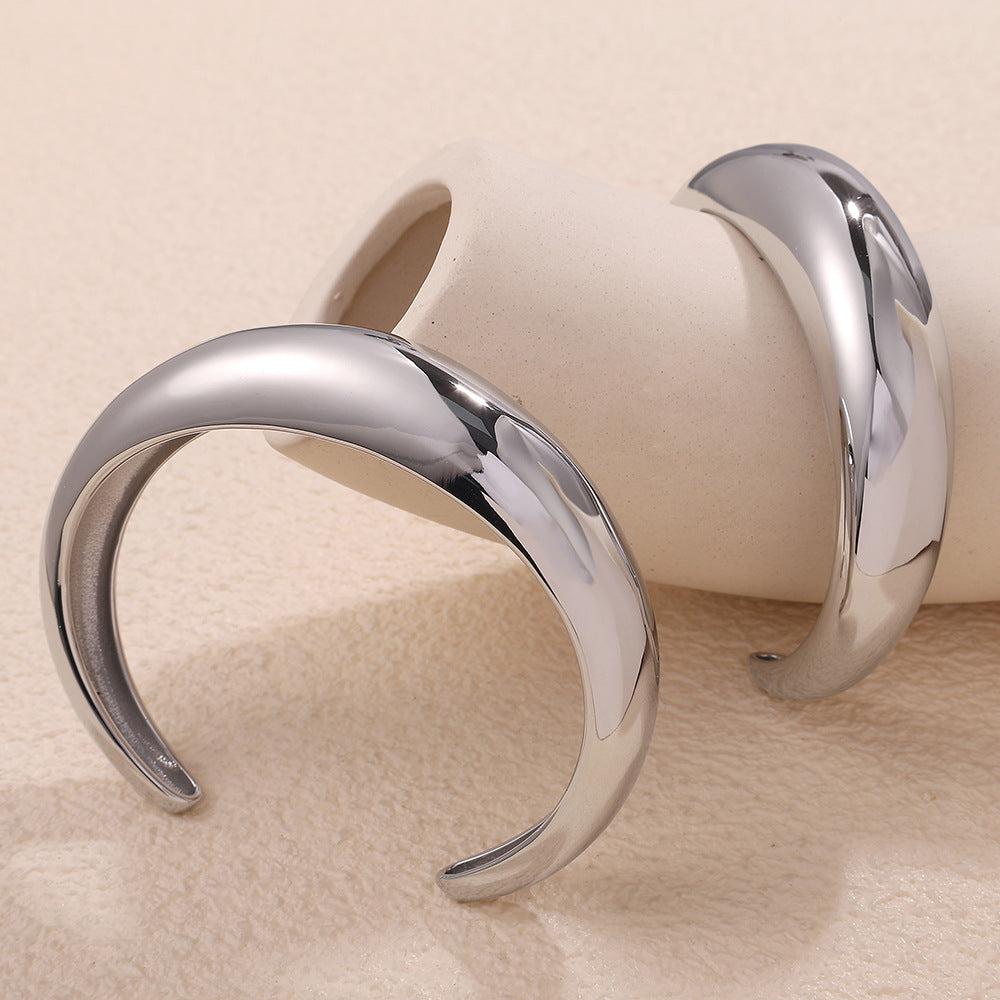 Open Bangle 18K Gold-plated Stainless Steel C-shaped Open Bangle