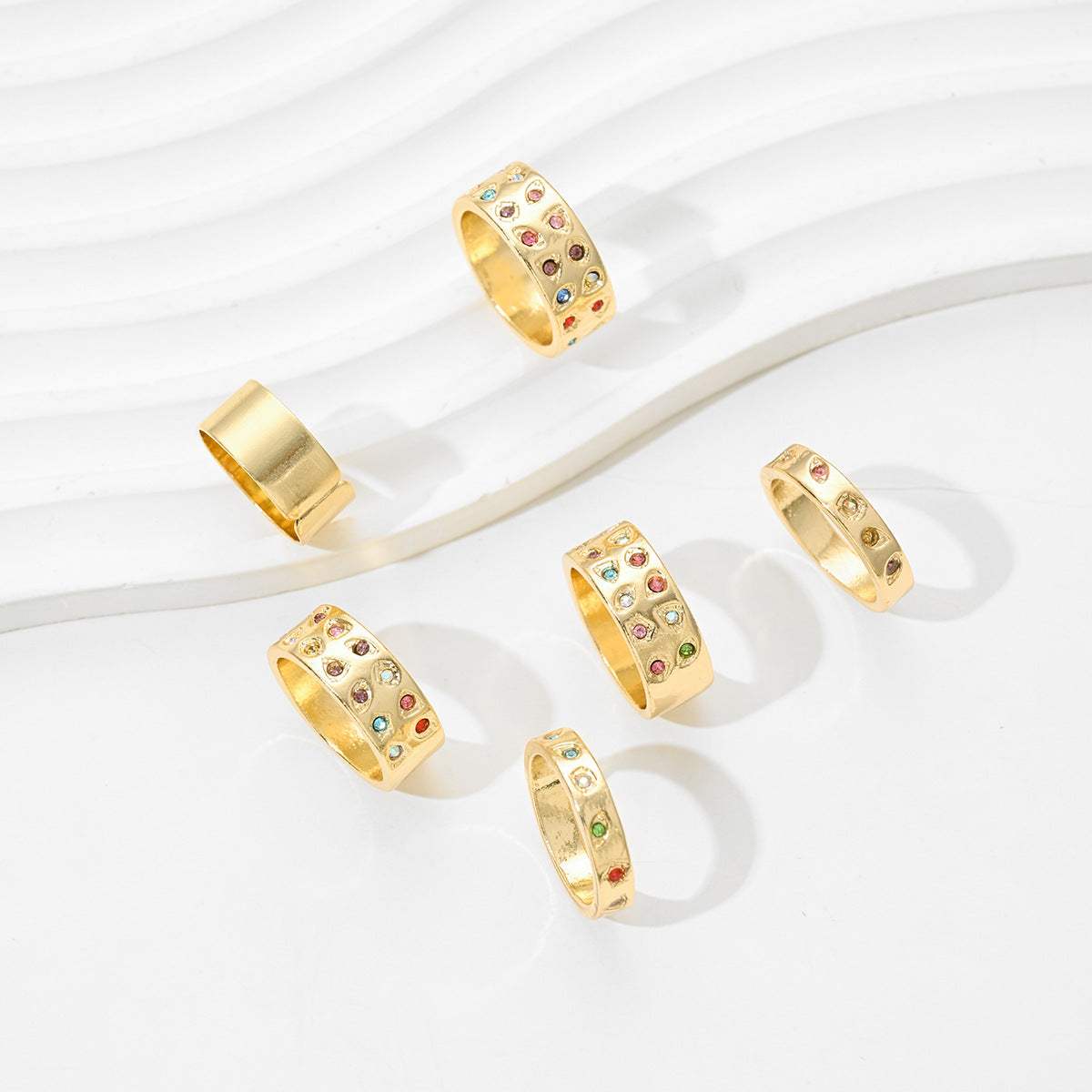 Retro Dopamine Colorful Ring 6-Piece Set