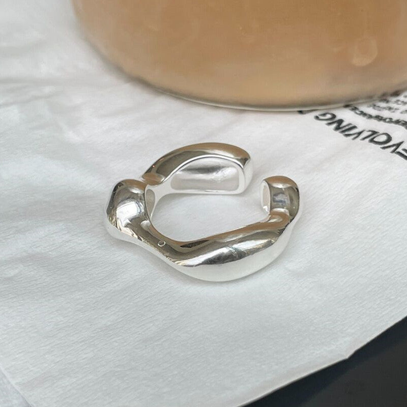 INS Minimalist Irregular Wave-Pattern Polished Womens Ring