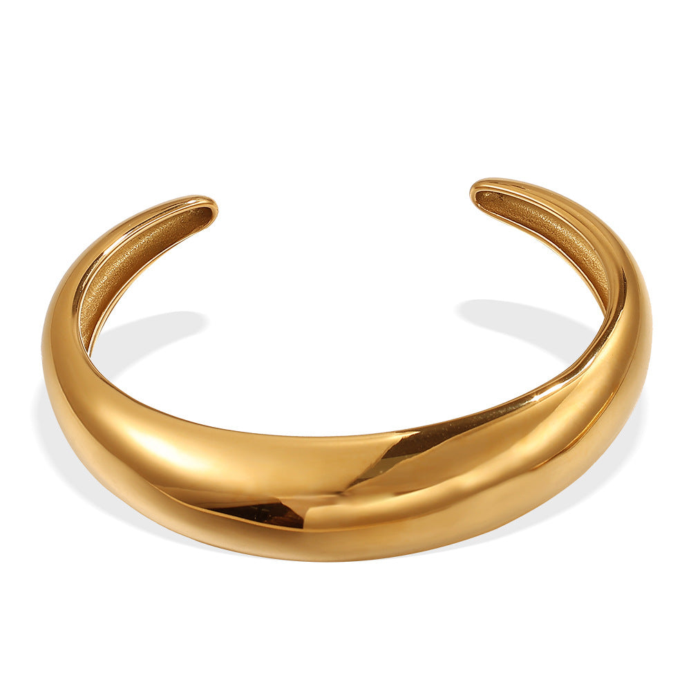Open Bangle 18K Gold-plated Stainless Steel C-shaped Open Bangle